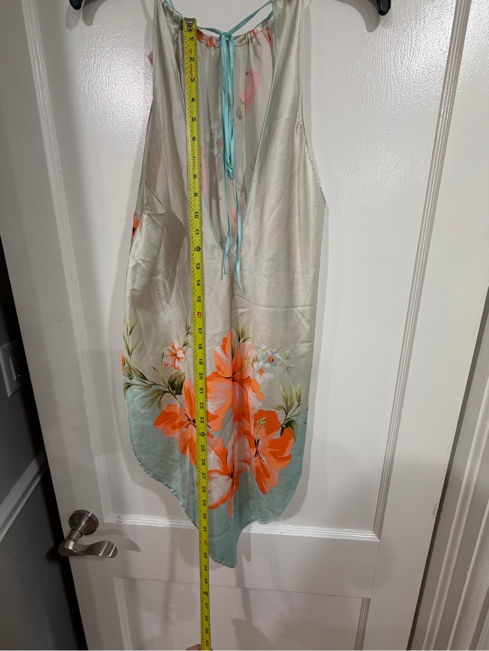 Y2K silk Victoria's Secret Cream Halter Camisole with Orange Floral Print small - Picture 5 of 7